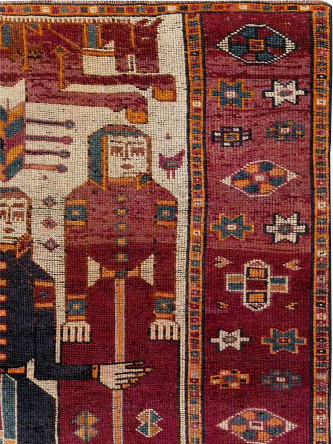 Vintage Persian Bakhtiari Pictorial Rug, No.31752 - Galerie Shabab
