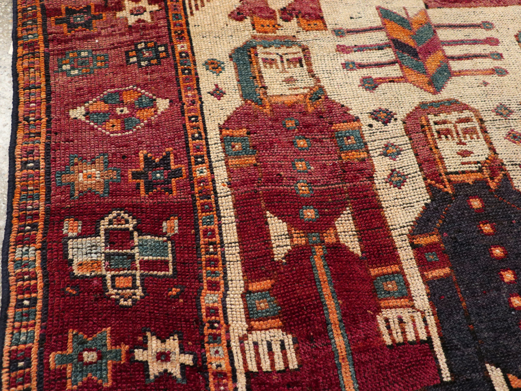 Vintage Persian Bakhtiari Pictorial Rug, No.31752 - Galerie Shabab