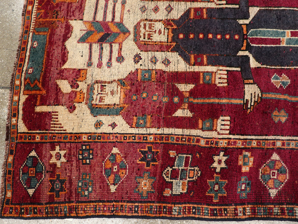 Vintage Persian Bakhtiari Pictorial Rug, No.31752 - Galerie Shabab