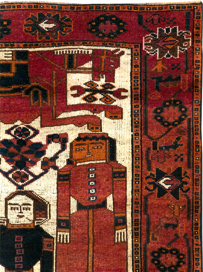 Vintage Persian Bakhtiari Pictorial Rug, No.31754 - Galerie Shabab