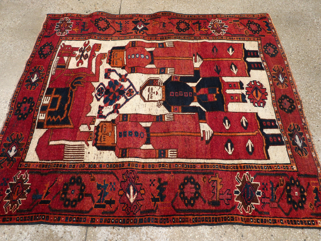Vintage Persian Bakhtiari Pictorial Rug, No.31754 - Galerie Shabab