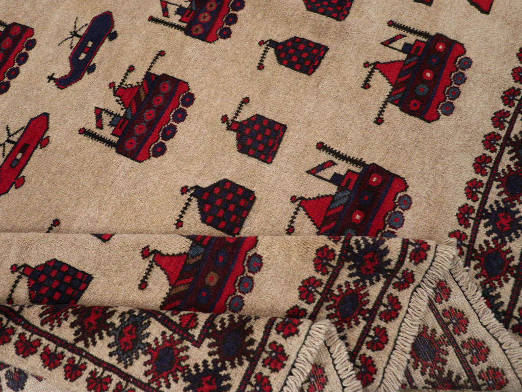 Vintage Afghan Pictorial War Rug, No.31782 - Galerie Shabab