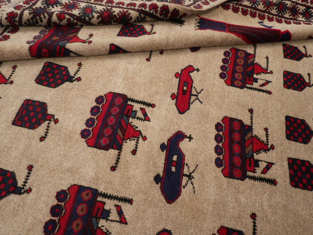 Vintage Afghan Pictorial War Rug, No.31782 - Galerie Shabab