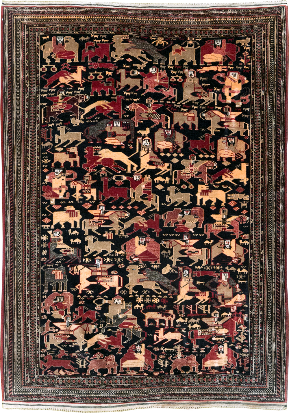 Vintage Pictorial Turkoman Rug, No.31784 - Galerie Shabab