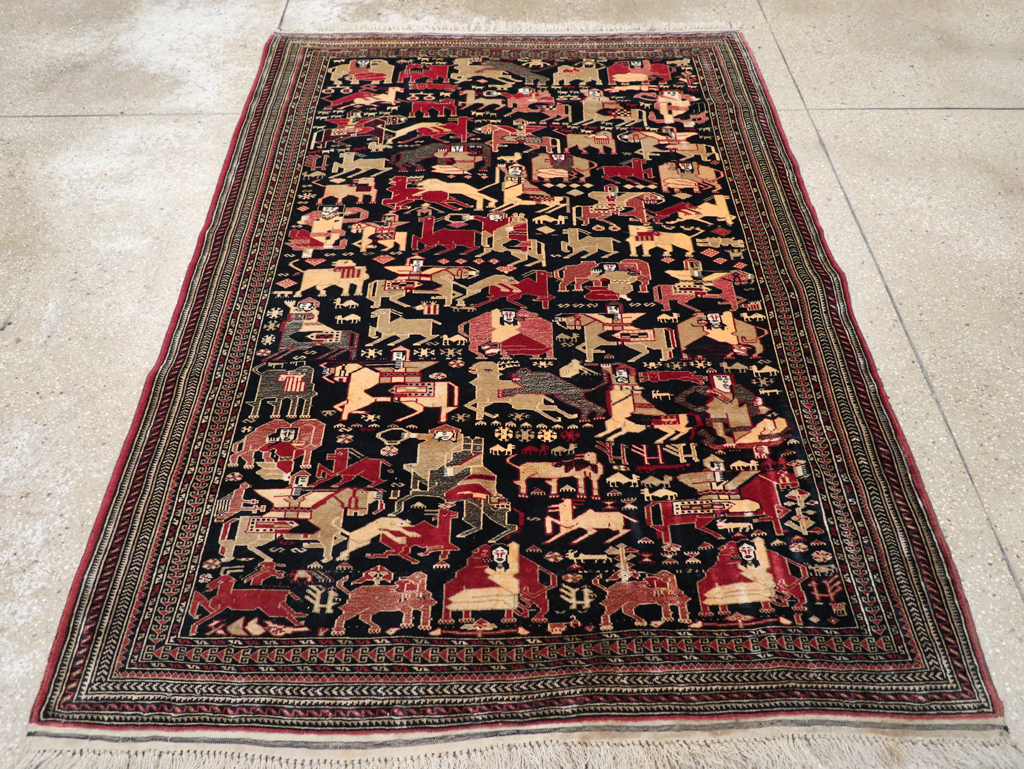 Vintage Pictorial Turkoman Rug, No.31784 - Galerie Shabab