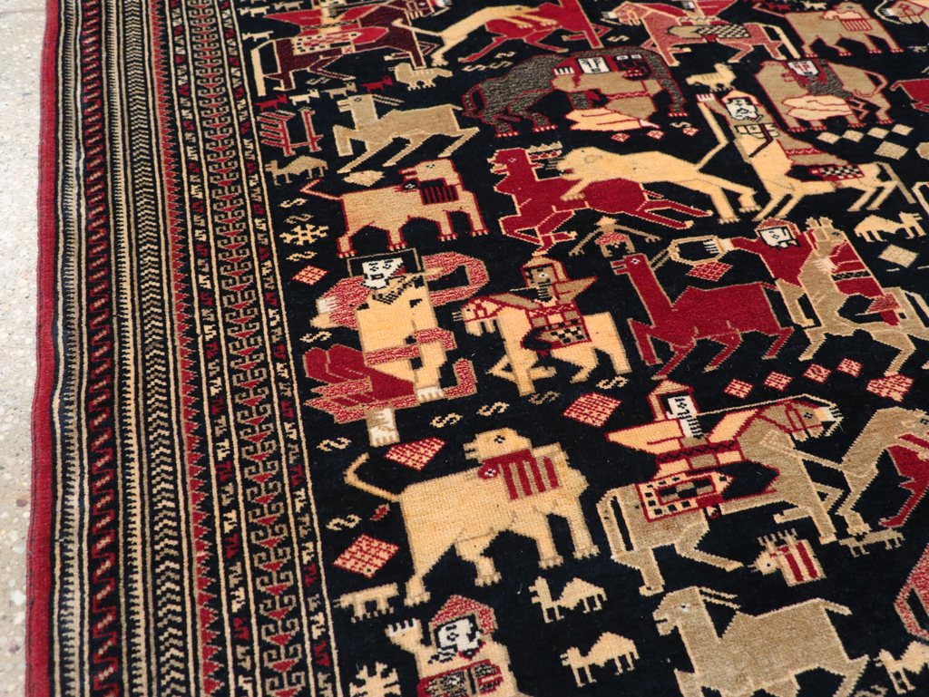 Vintage Pictorial Turkoman Rug, No.31784 - Galerie Shabab