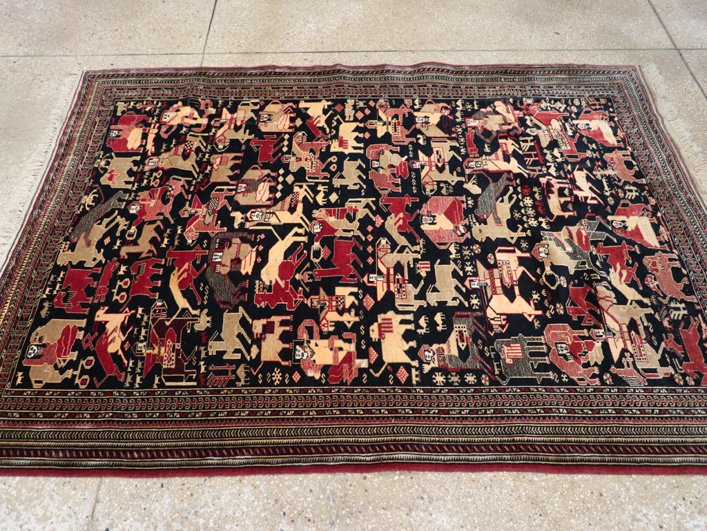 Vintage Pictorial Turkoman Rug, No.31784 - Galerie Shabab