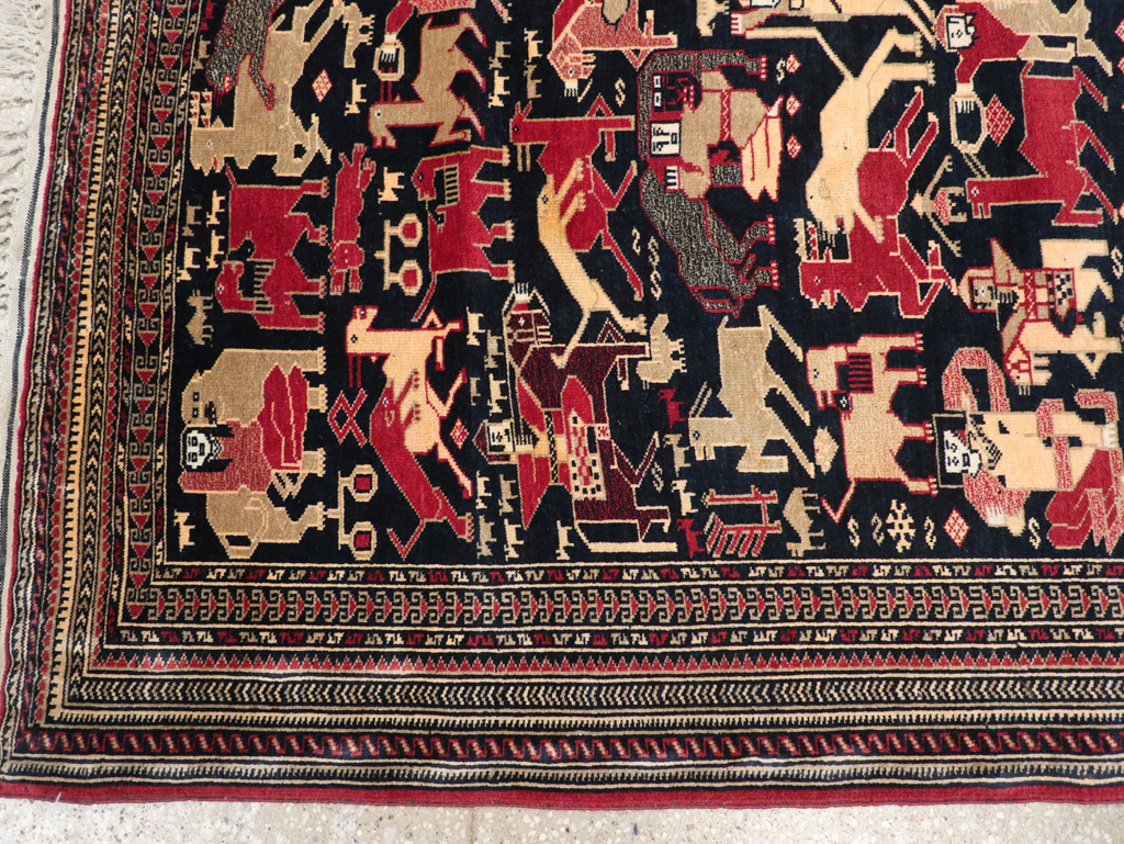 Vintage Pictorial Turkoman Rug, No.31784 - Galerie Shabab