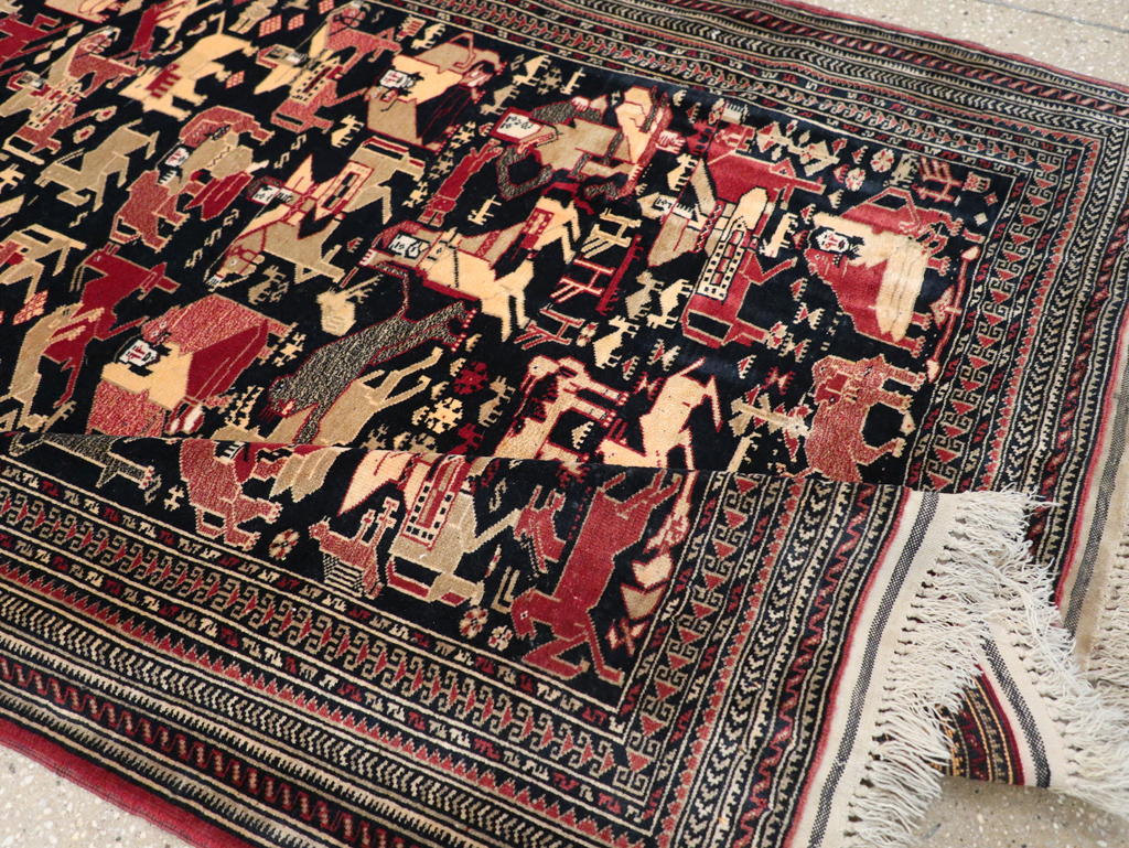 Vintage Pictorial Turkoman Rug, No.31784 - Galerie Shabab