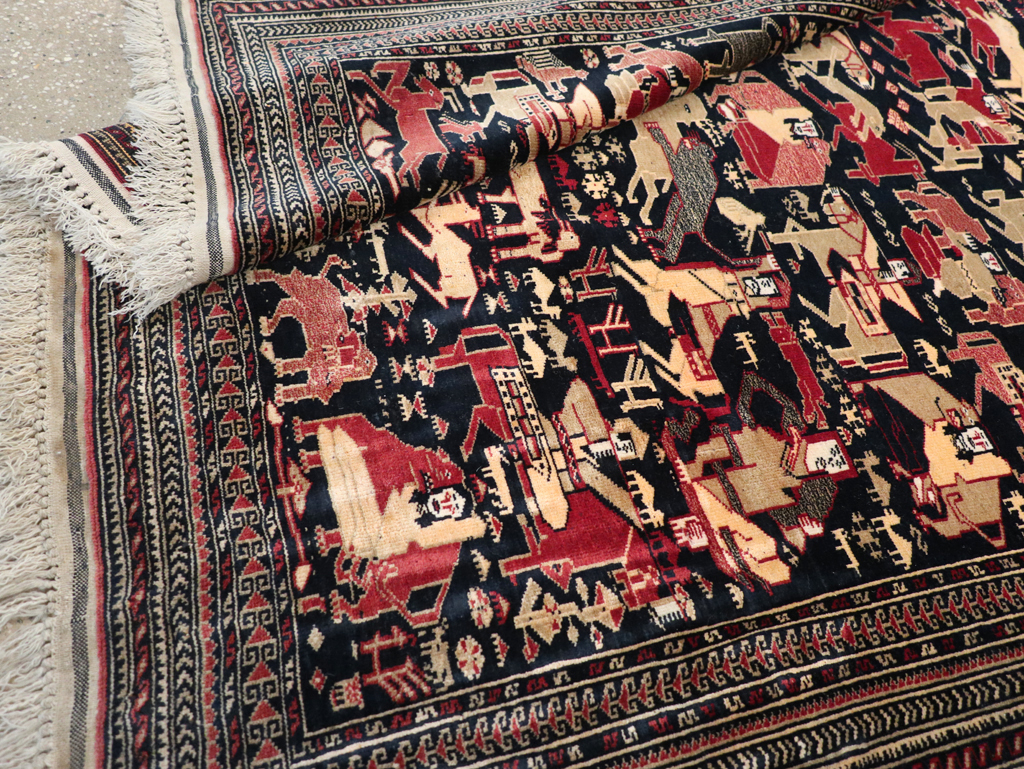 Vintage Pictorial Turkoman Rug, No.31784 - Galerie Shabab