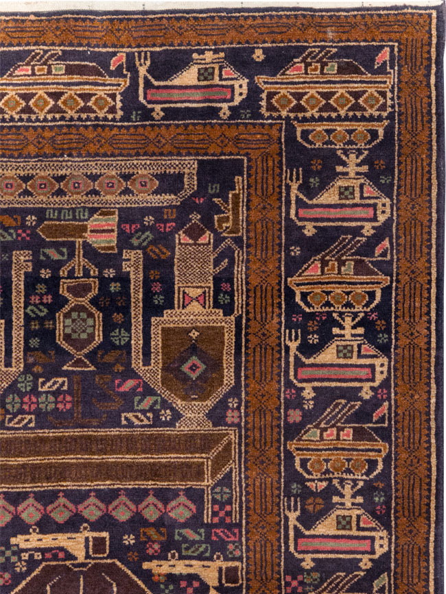 Vintage Afghan Pictorial War Rug, No.31785 - Galerie Shabab