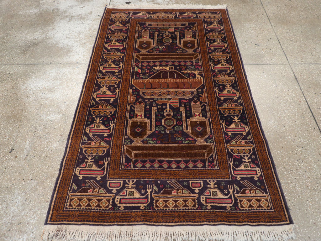 Vintage Afghan Pictorial War Rug, No.31785 - Galerie Shabab