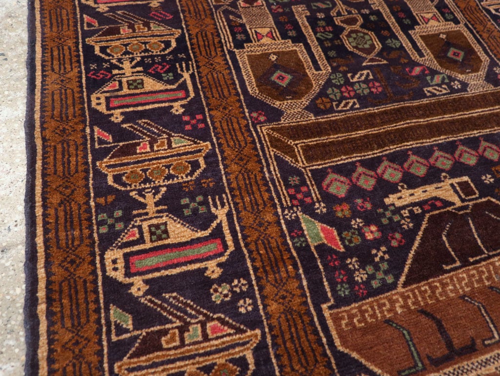 Vintage Afghan Pictorial War Rug, No.31785 - Galerie Shabab