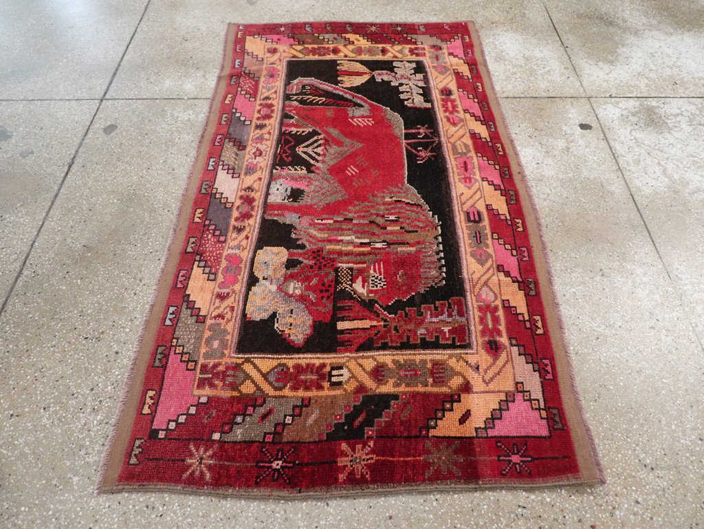 Vintage Turkish Pictorial Throw Rug, No.31802 - Galerie Shabab