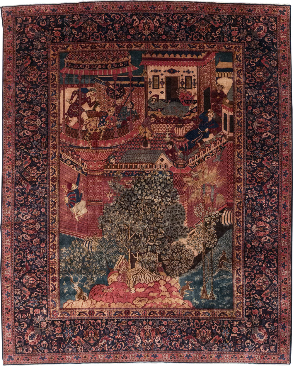 Antique Indian Pictorial Room Size Carpet, No.31820 - Galerie Shabab