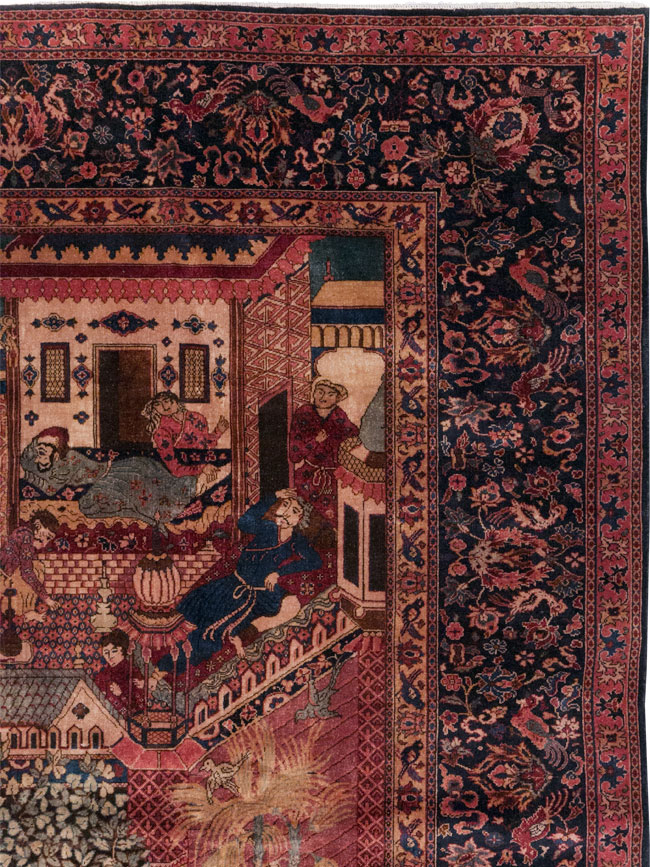 Antique Indian Pictorial Room Size Carpet, No.31820 - Galerie Shabab