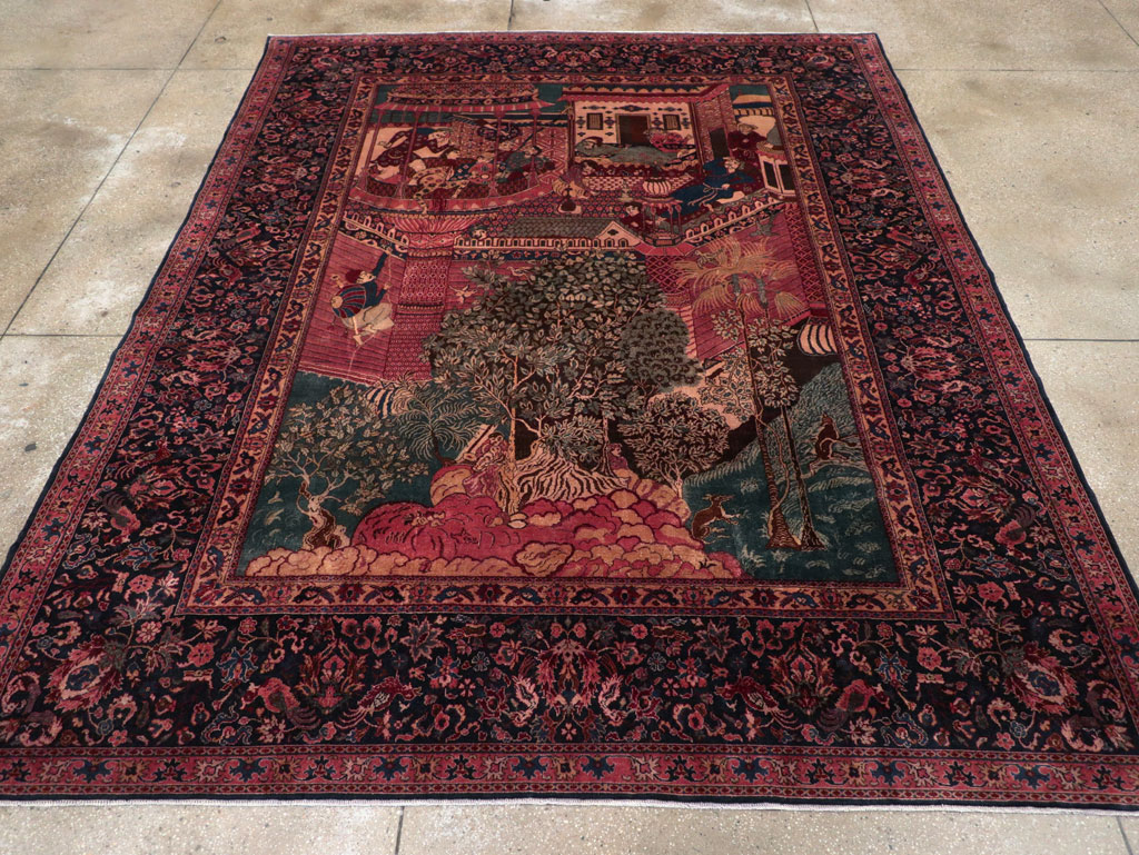 Antique Indian Pictorial Room Size Carpet, No.31820 - Galerie Shabab