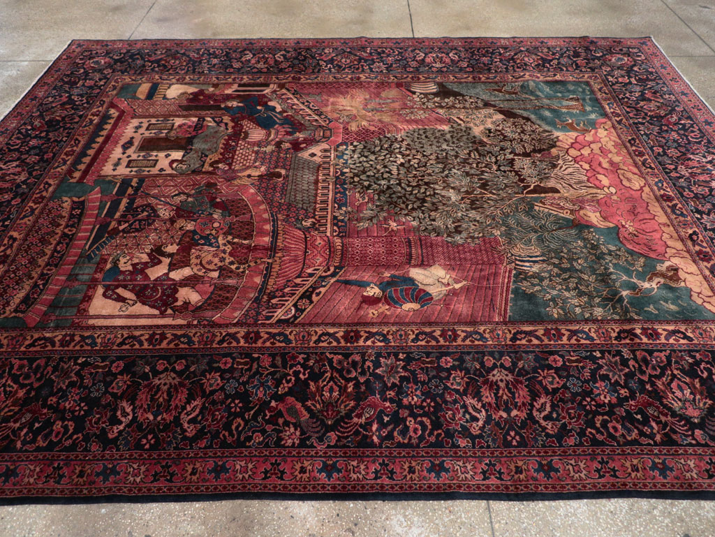 Antique Indian Pictorial Room Size Carpet, No.31820 - Galerie Shabab
