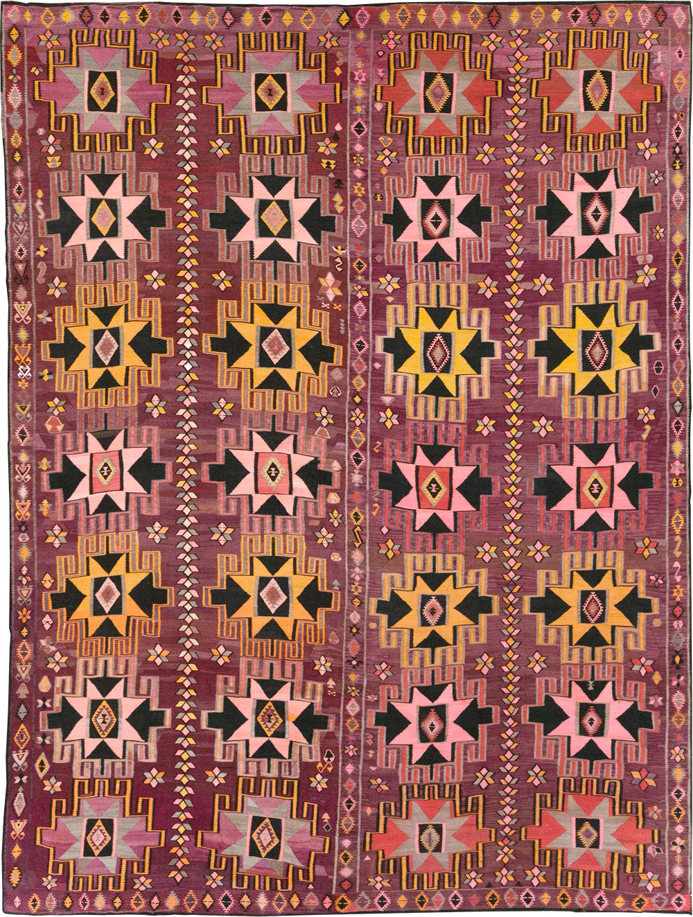 Vintage Turkish Flatweave Kilim Large Room Size Carpet, No.31831 - Galerie Shabab