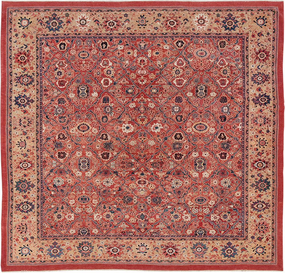 Antique Persian Mahal Square Room Size Carpet, No.31836 - Galerie Shabab