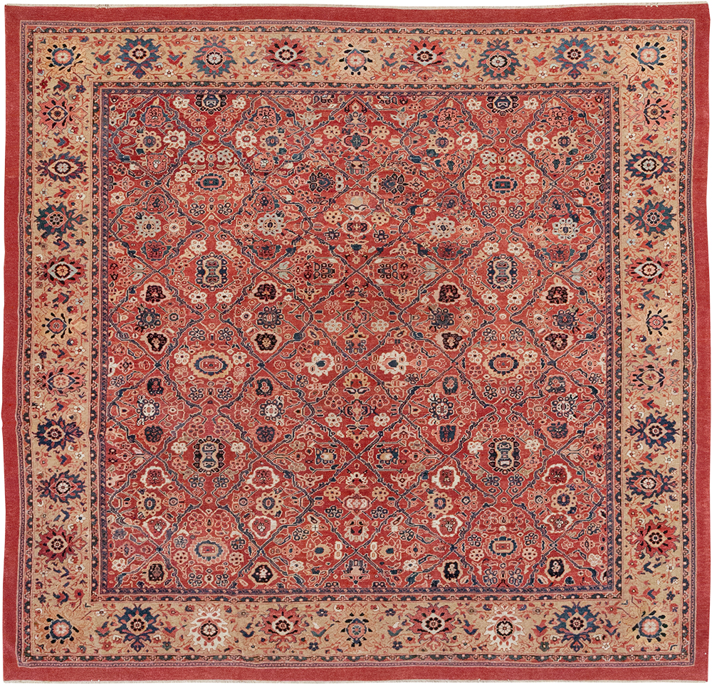 Antique Persian Mahal Square Room Size Carpet, No.31836 - Galerie Shabab