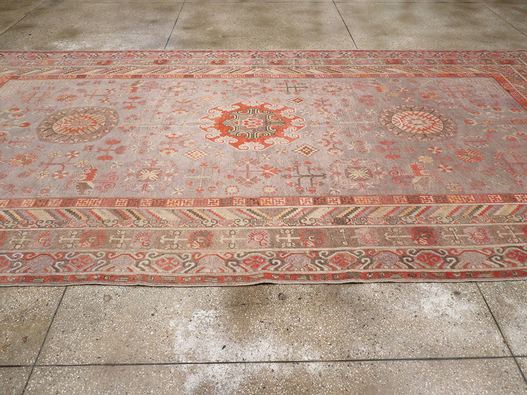 Antique East Turkestan Khotan Long and Narrow Carpet, No.31840 - Galerie Shabab