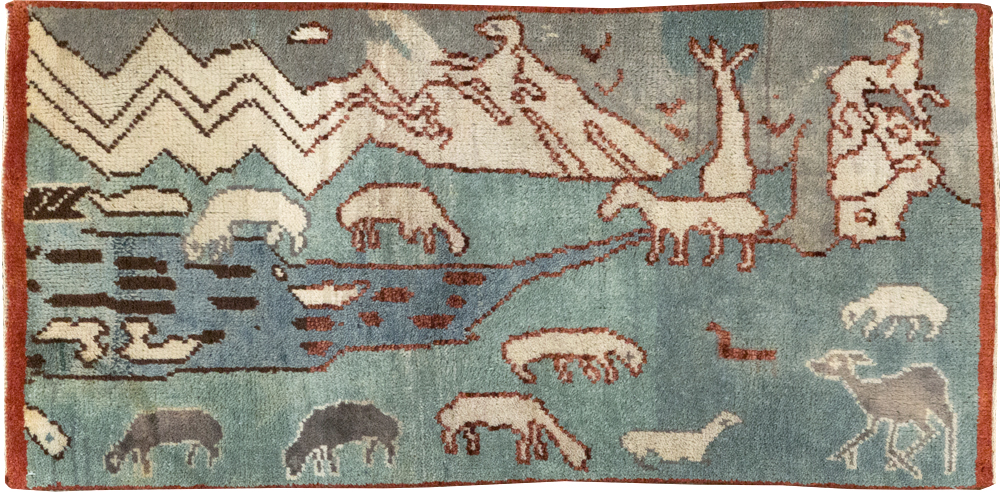 Vintage Turkish Anatolian Pictorial Throw Rug, No.31843 - Galerie Shabab