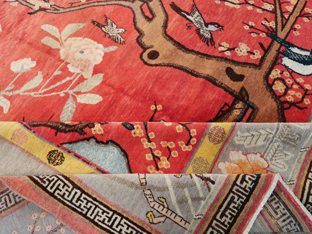 Antique East Turkestan Pictorial Khotan Small Room Size Carpet, No.31844 - Galerie Shabab