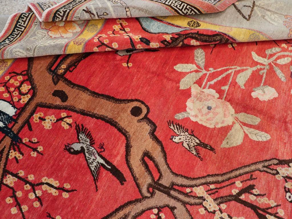 Antique East Turkestan Pictorial Khotan Small Room Size Carpet, No.31844 - Galerie Shabab