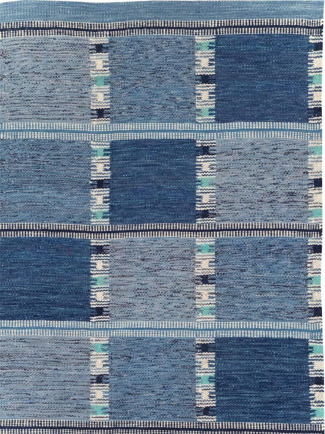 Swedish Inspired Modern Turkish Flatweave Room Size Carpet, No.31856 - Galerie Shabab