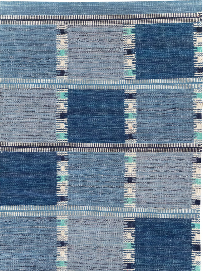 Swedish Inspired Modern Turkish Flatweave Room Size Carpet, No.31856 - Galerie Shabab