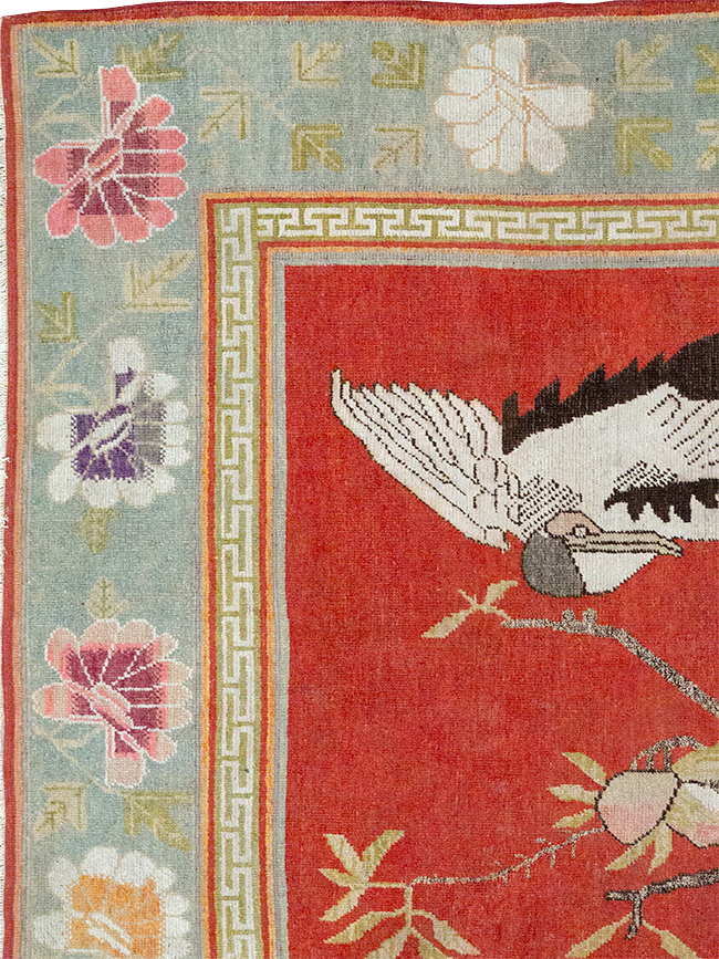 Antique East Turkestan Khotan Pictorial Accent Rug, No.31881 - Galerie Shabab