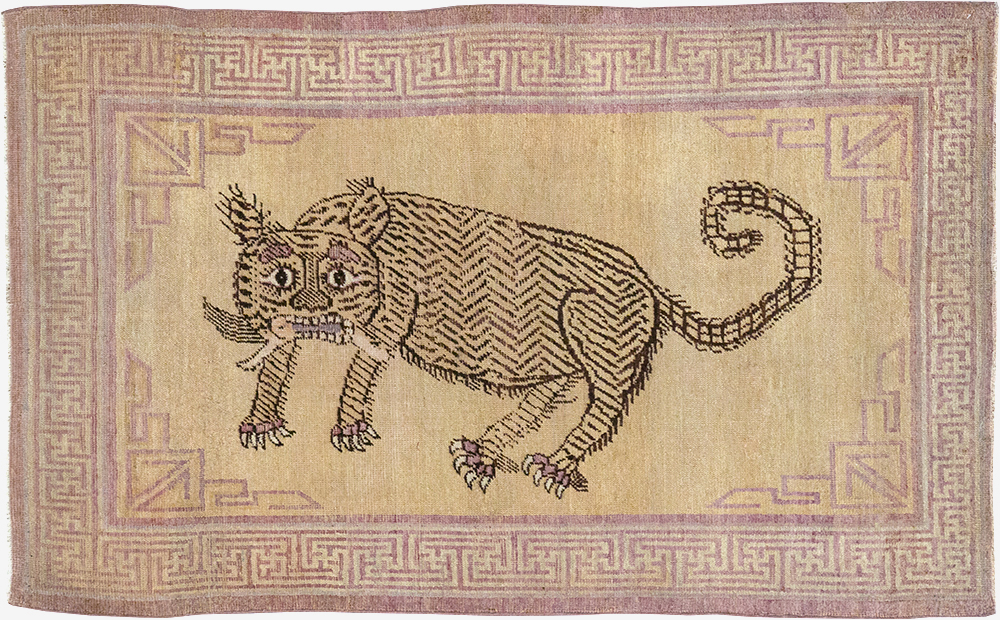Antique East Turkestan Samarkand Pictorial Throw Rug, No.31894 - Galerie Shabab