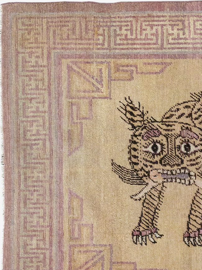 Antique East Turkestan Samarkand Pictorial Throw Rug, No.31894 - Galerie Shabab