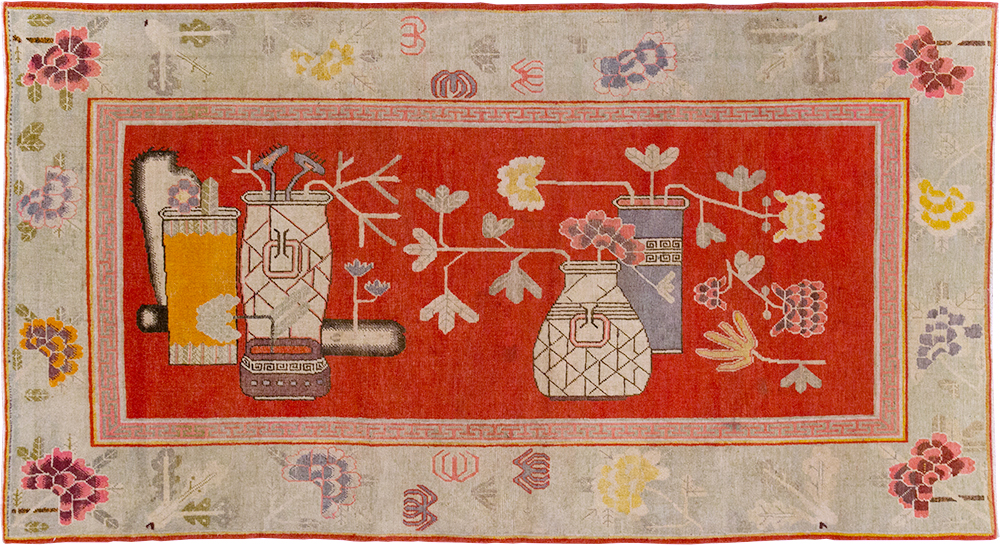 Vintage East Turkestan Pictorial Vase Khotan, No.31902 - Galerie Shabab