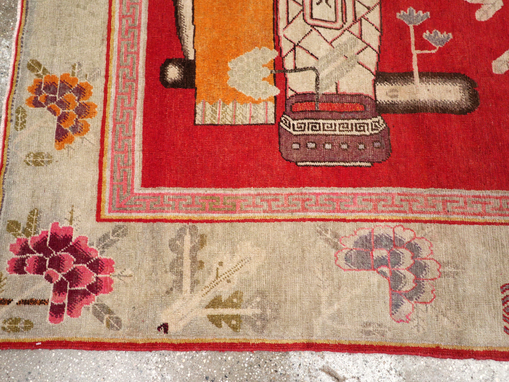 Vintage East Turkestan Pictorial Vase Khotan, No.31902 - Galerie Shabab