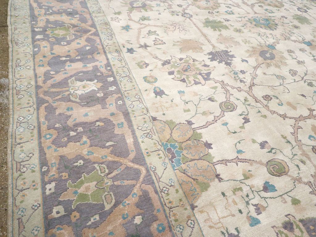 Vintage Turkish Oushak Large Square Room Size Carpet, No.31911 - Galerie Shabab