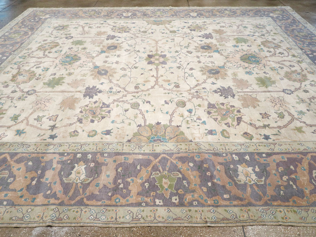 Vintage Turkish Oushak Large Square Room Size Carpet, No.31911 - Galerie Shabab