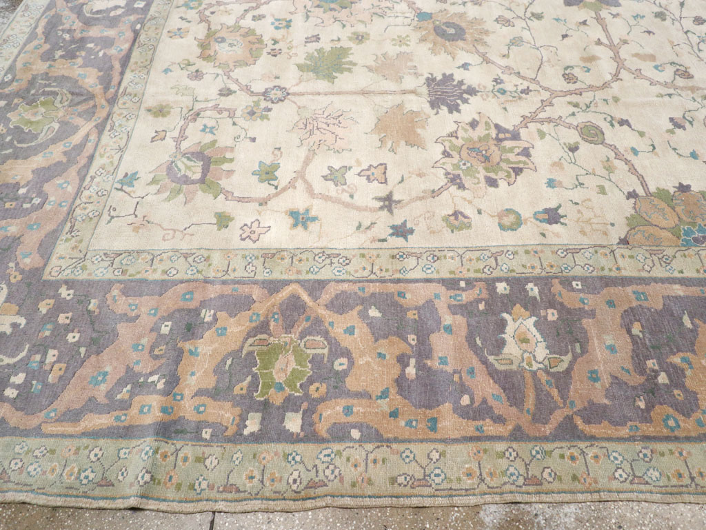 Vintage Turkish Oushak Large Square Room Size Carpet, No.31911 - Galerie Shabab