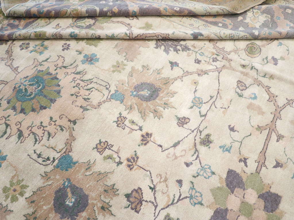 Vintage Turkish Oushak Large Square Room Size Carpet, No.31911 - Galerie Shabab