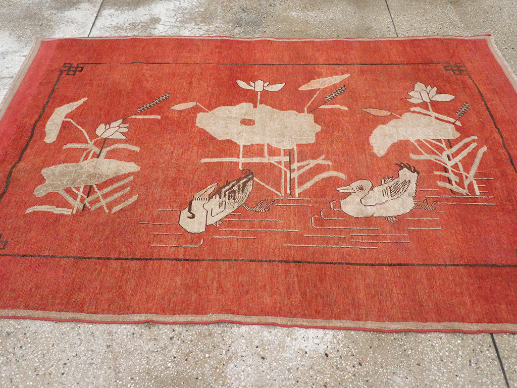 Antique East Turkestan Khotan Pictorial Accent Rug, No.31913 - Galerie Shabab