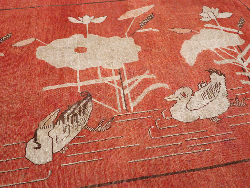 Antique East Turkestan Khotan Pictorial Accent Rug, No.31913 - Galerie Shabab