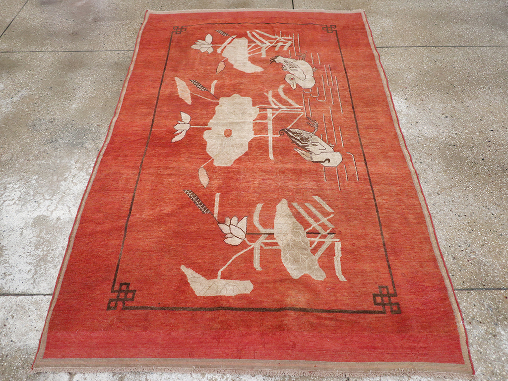Antique East Turkestan Khotan Pictorial Accent Rug, No.31913 - Galerie Shabab