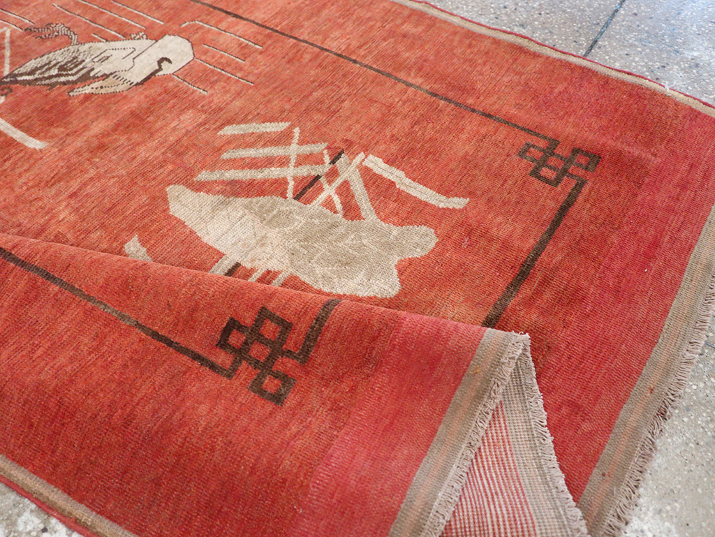 Antique East Turkestan Khotan Pictorial Accent Rug, No.31913 - Galerie Shabab