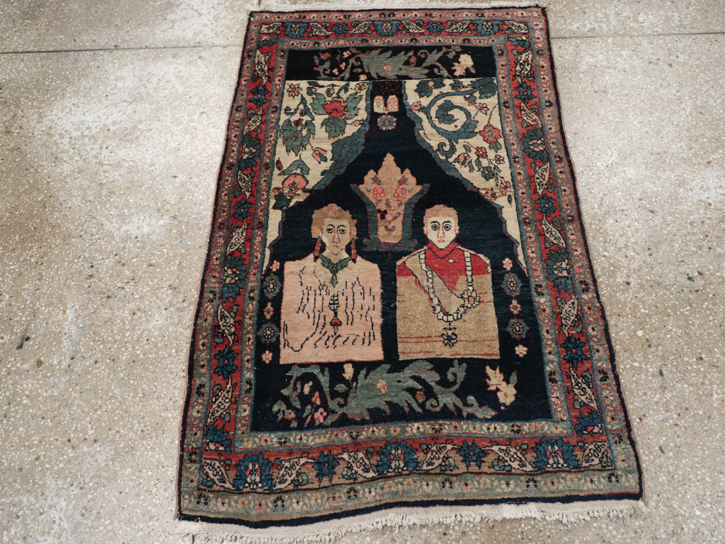 Antique Persian Bidjar Pictorial Rug, No.31954 - Galerie Shabab