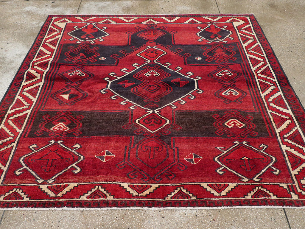 Vintage Persian Lori Square Accent Rug, No.31998 - Galerie Shabab