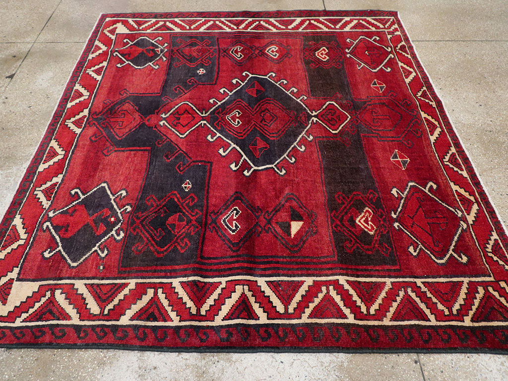 Vintage Persian Lori Square Accent Rug, No.31998 - Galerie Shabab