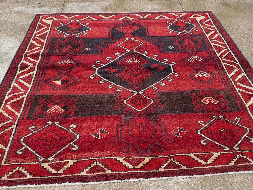 Vintage Persian Lori Square Accent Rug, No.31998 - Galerie Shabab