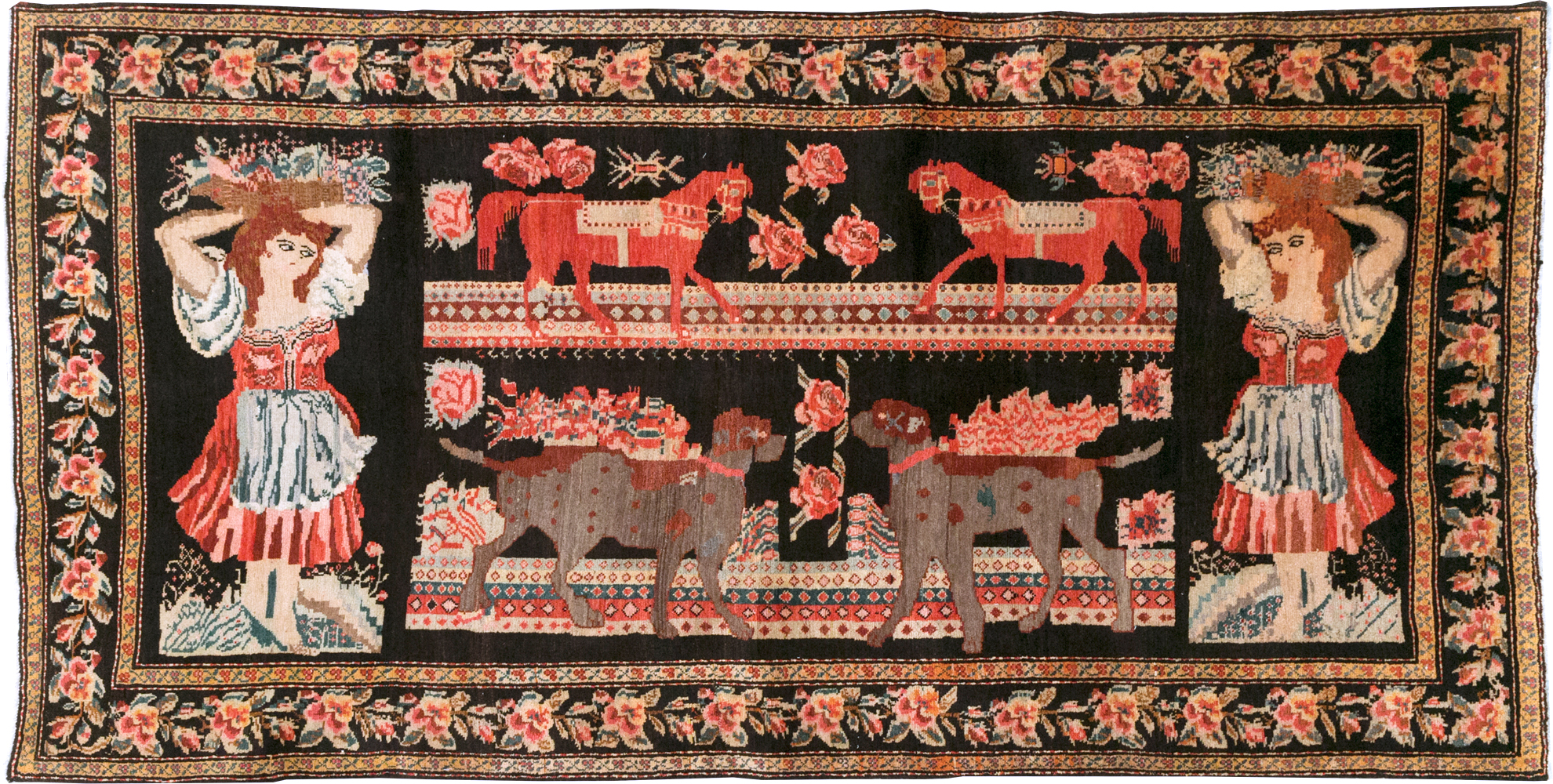 Vintage Pictorial Karabagh Rug, No.32009 - Galerie Shabab