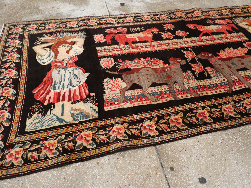 Vintage Pictorial Karabagh Rug, No.32009 - Galerie Shabab